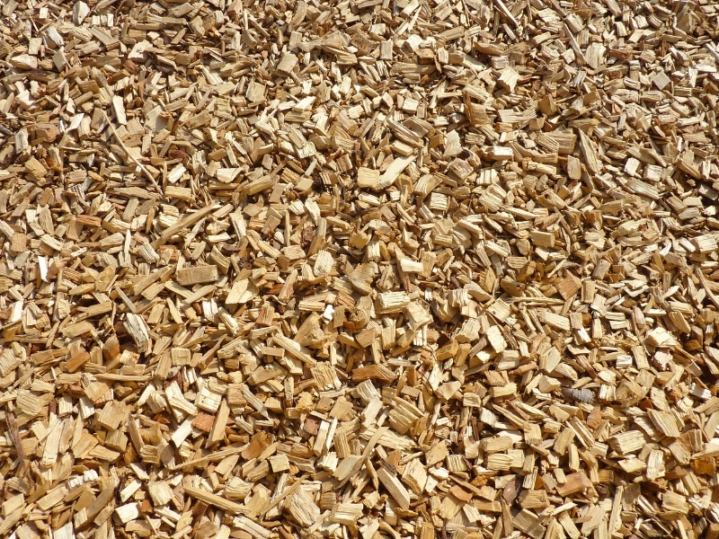 Finely processed mulch created by a local wood chipping service