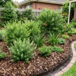 Healthy garden bed with a properly measured layer of mulch around plants