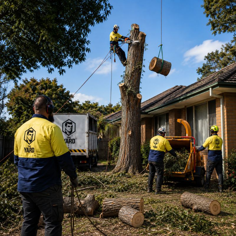 Large tree removal near a home
