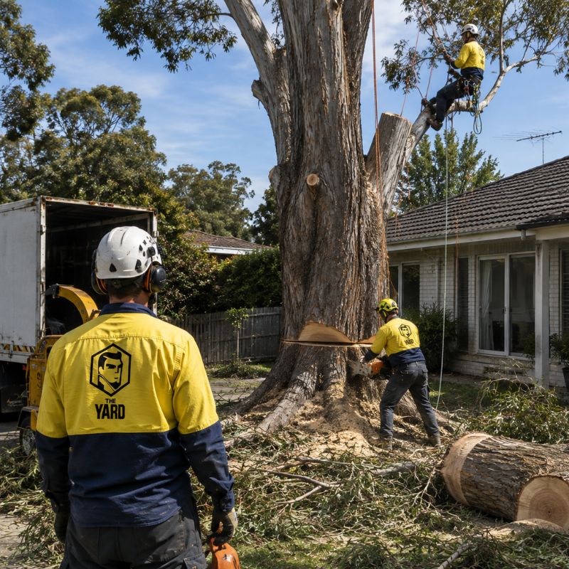 Large tree removal near a home