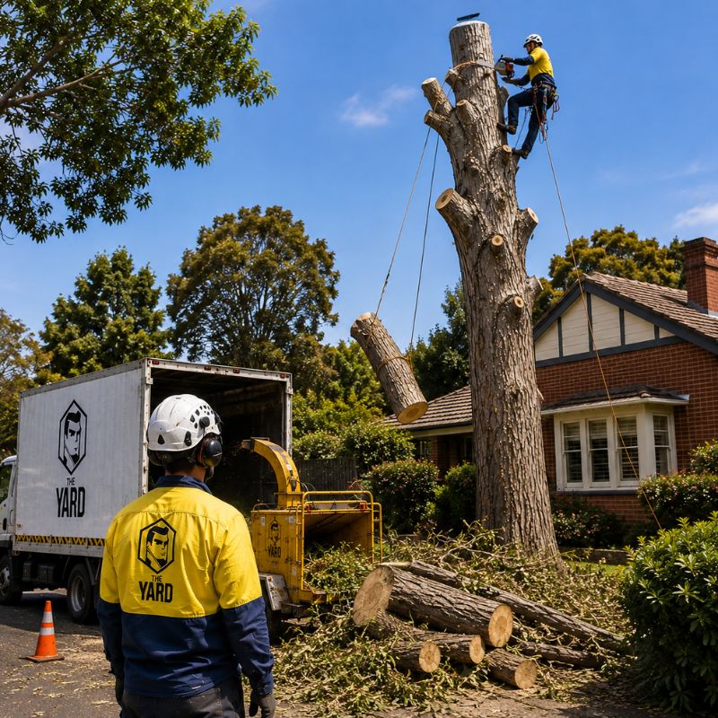 Large tree removal near a home