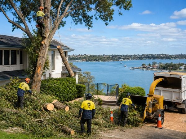 Large tree removal near a home