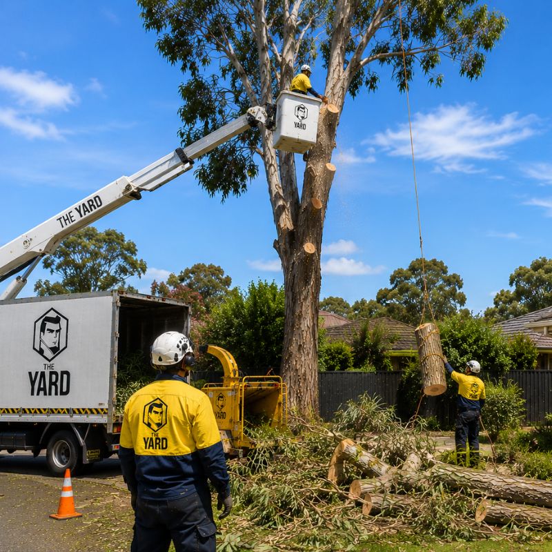 Large tree removal near a home