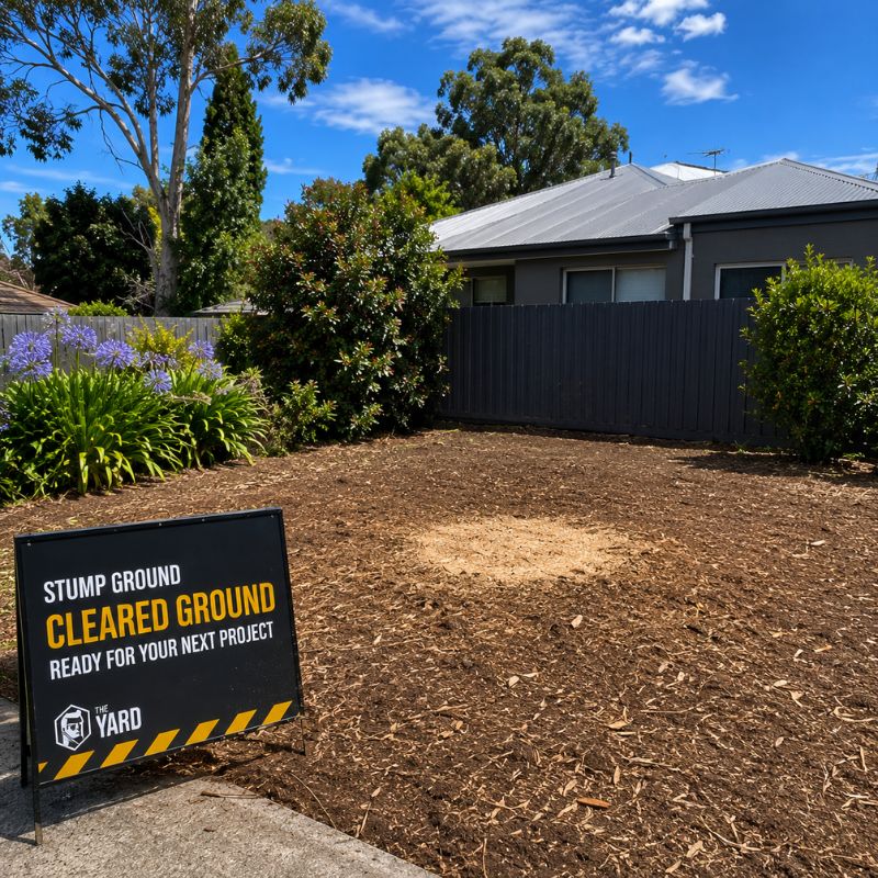 Stump grinding result, cleared ground