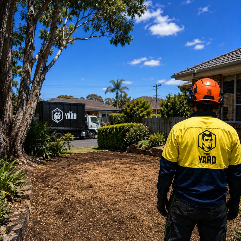 Stump grinding result, cleared ground