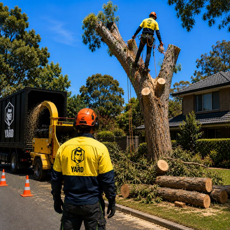 Large tree removal near a home