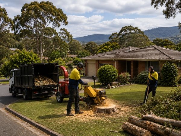 Stump grinding result, cleared ground