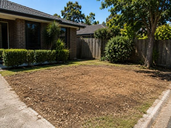 Stump grinding result, cleared ground