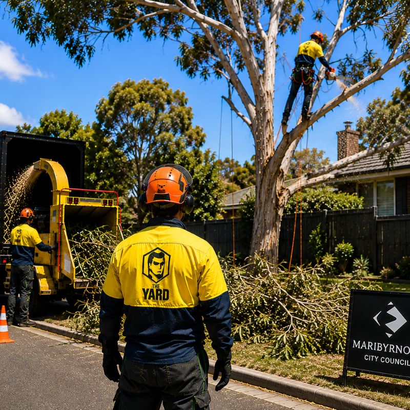 The Yard team on a tree job in Maribyrnong